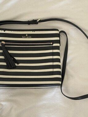 Kate Spade Striped Black and Cream Crossbody Bag